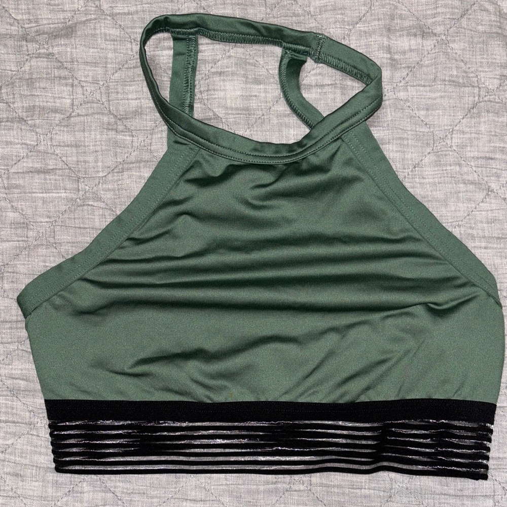 Victoria’s Secret sport Green Halter Bralette with Black Trim